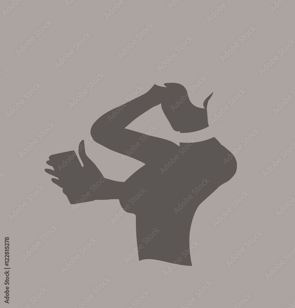 Taking Selfie Photo on Smart Phone concept icon. Short hair woman posing Taking Selfie Photo on Smart Phone concept icon. Short hair woman posing