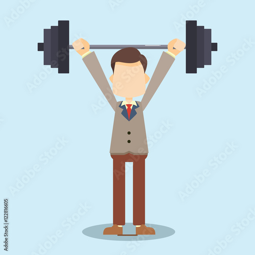 business man lifting dumbbell