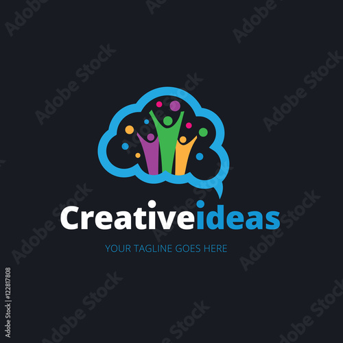 creative idea logo, brain logo, creative design logo, people logo, vector logo template.