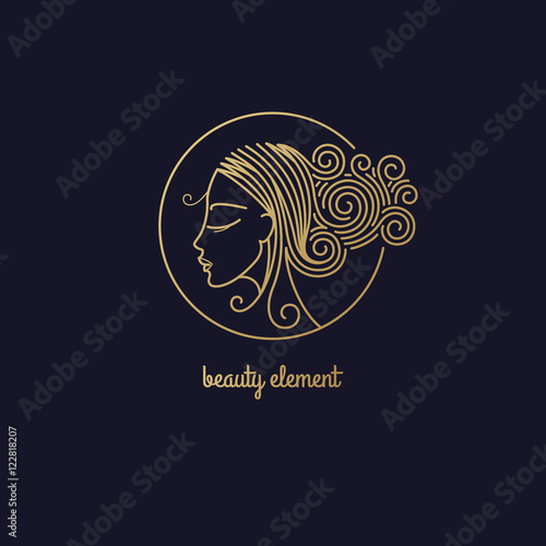 Vector illustration of a woman's profile in a circle
