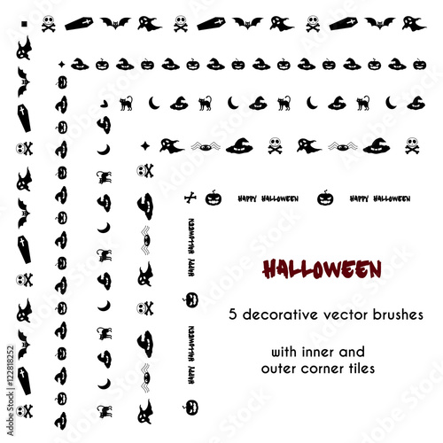Halloween vector brushes with inner and outer corner tiles