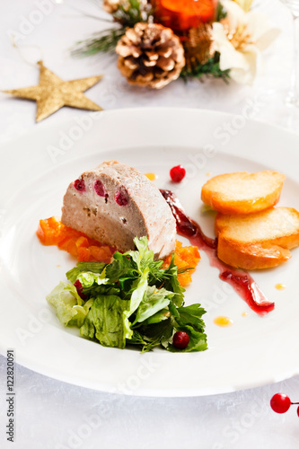 Foie gras pate on Christmas table