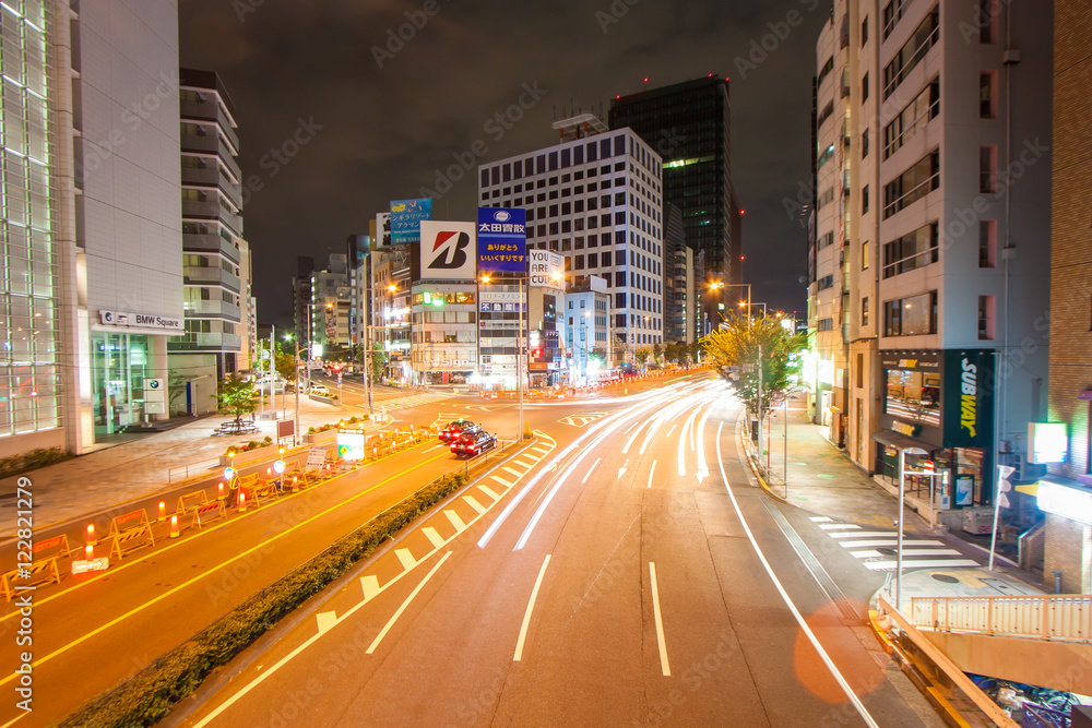 Tokyo, Japan - September 6, 2016: Aoyama Tokyo  night of road / national highway 246