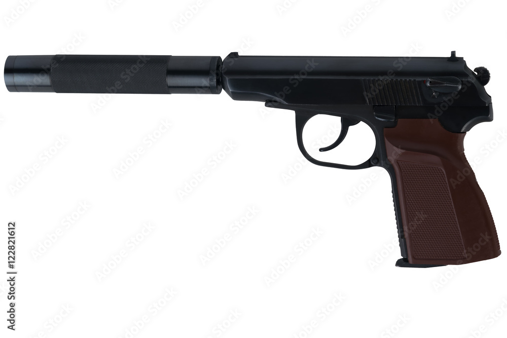 Battle handsome gun with a silencer Battle handsome gun with a silencer