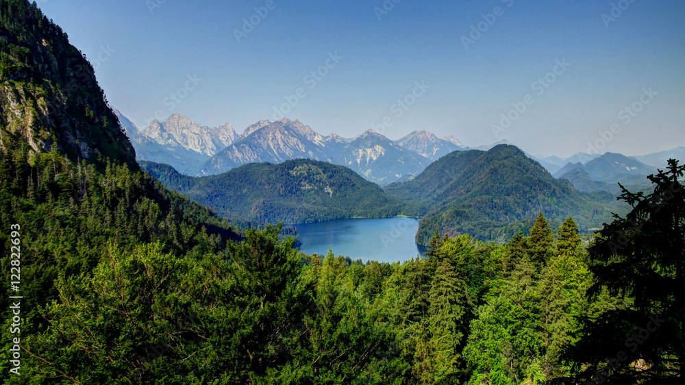 Landscape of Alpsee, view from Marienbrucken Germany