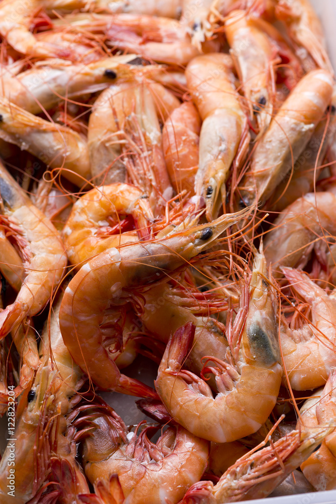 Cooked shrimp. Cooked shrimp.