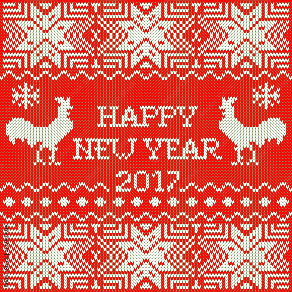 Crochet pattern happy new year 2017 with rooster Crochet pattern happy new year 2017 with rooster