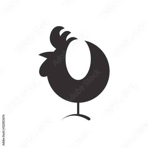 Cock. Icon cock. Rooster silhouette isolated on white background. Rooster symbol of the New Year. Cock vector.