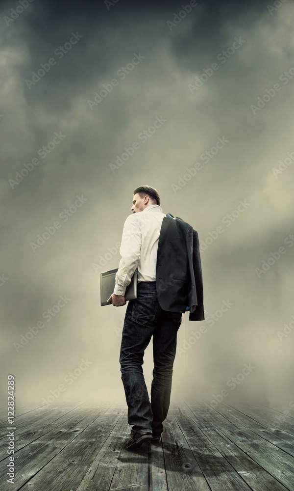 Businessman and His Laptop - On line Business Concept Businessman and His Laptop - On line Business Concept