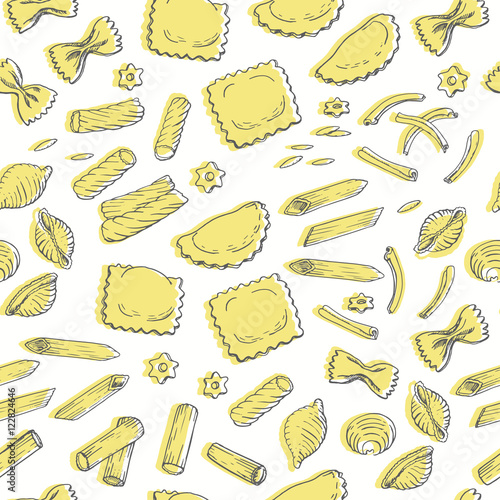 Wallpaper Mural Seamless pattern with Italian pasta Torontodigital.ca