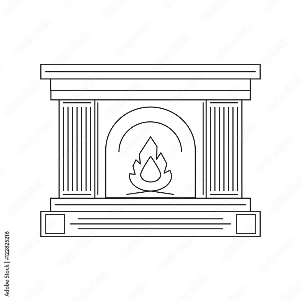 The fireplace in the style of the line of fire. Vector illustration. The fireplace in the style of the line of fire. Vector illustration.