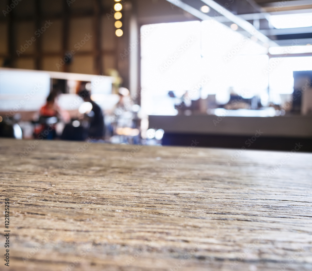 Table top Counter with Blurred People Restaurant Shop interior b Table top Counter with Blurred People Restaurant Shop interior b