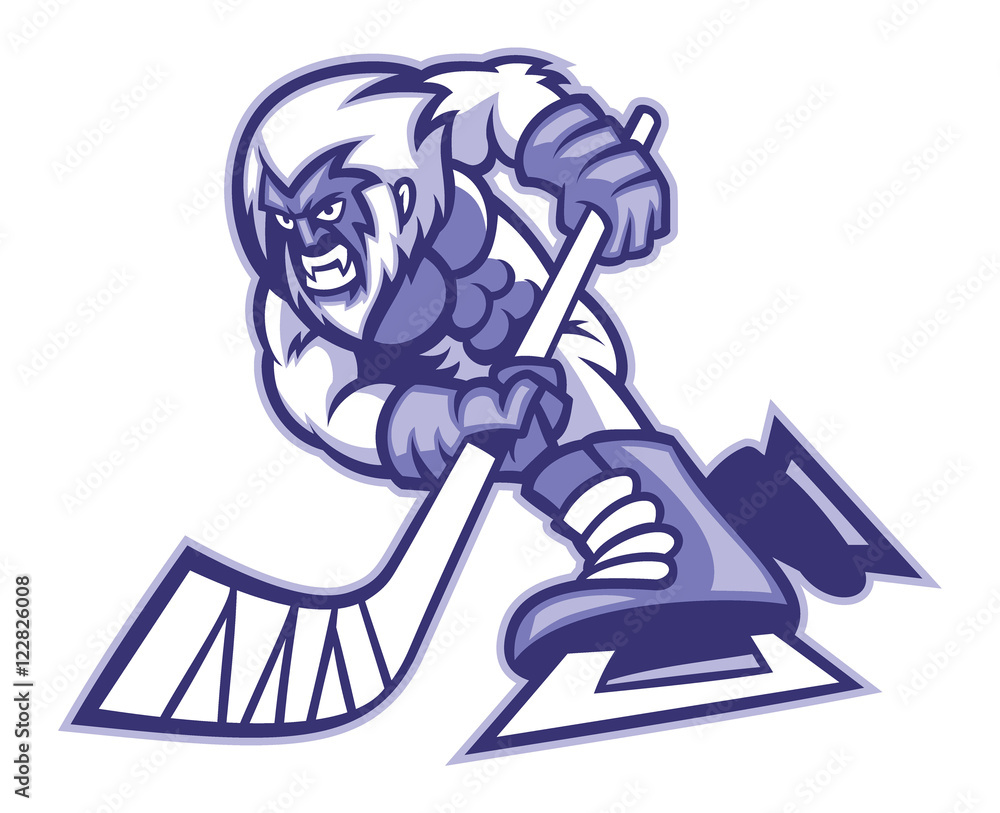 Fototapeta premium yeti ice hockey mascot