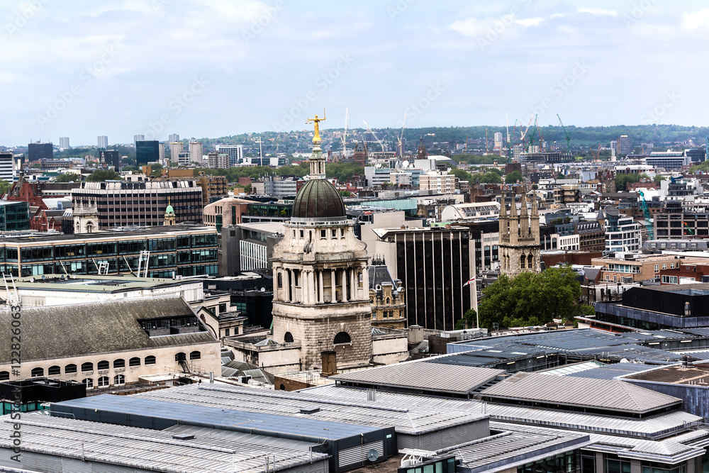 Aerial View of London from St. Paul Cathedral, London, UK.