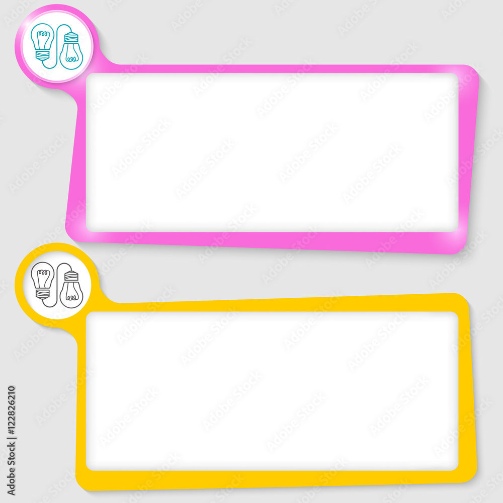 Set of two text boxes for your text and idea symbol Set of two text boxes for your text and idea symbol