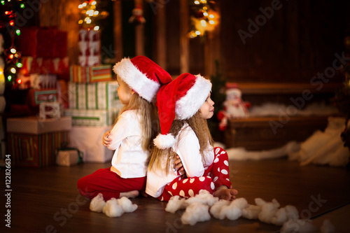 children girls offended to each other,concept Christmas and New