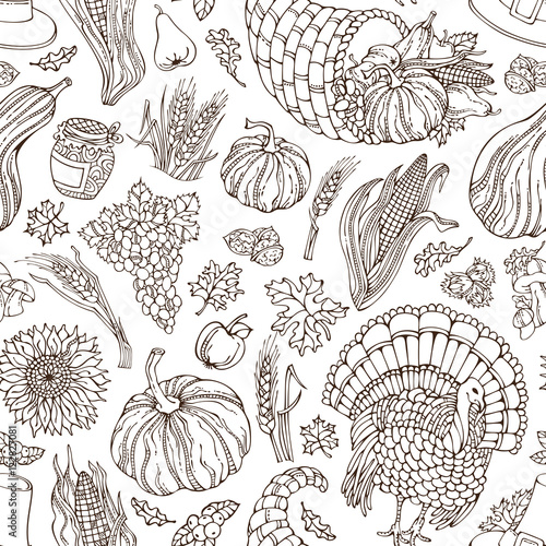 Vector seamless Thanksgiving pattern.