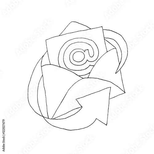Email Konzept elektronische Post Brief Illustration Strichzeichnung handgezeichnet - zum Ausmalen photo