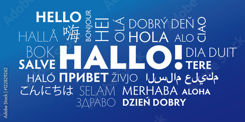 Photographie "Hallo" in vielen unterschiedlichen Sprachen