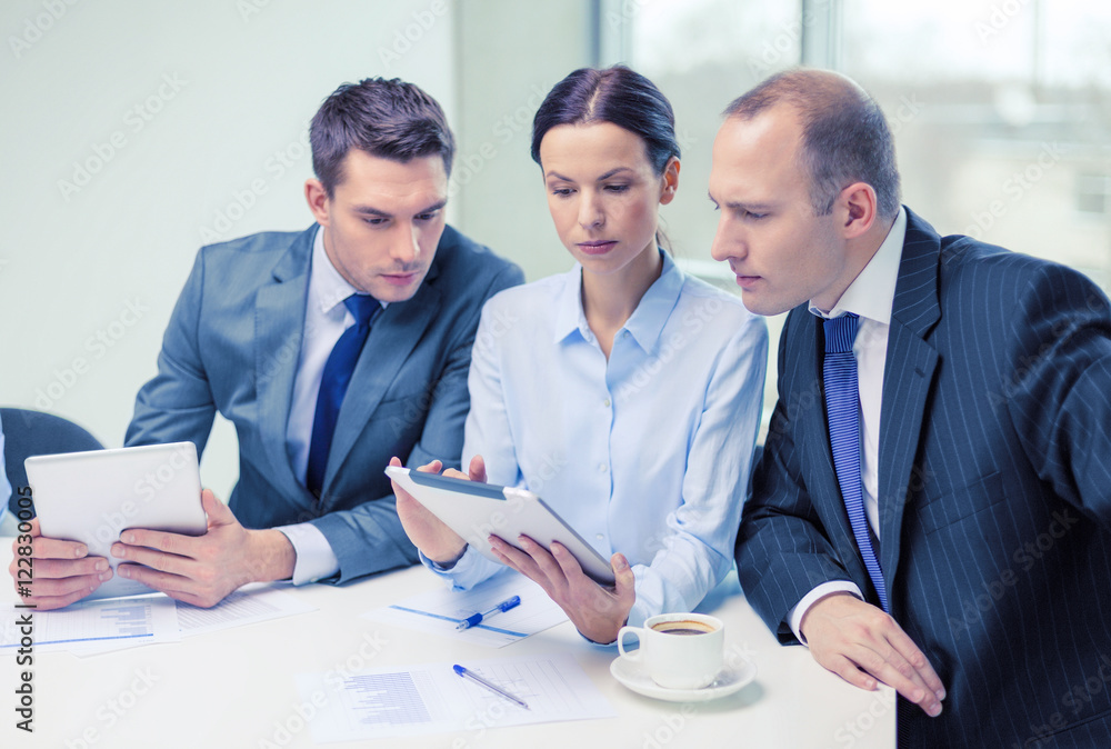 business team with tablet pc having discussion business team with tablet pc having discussion
