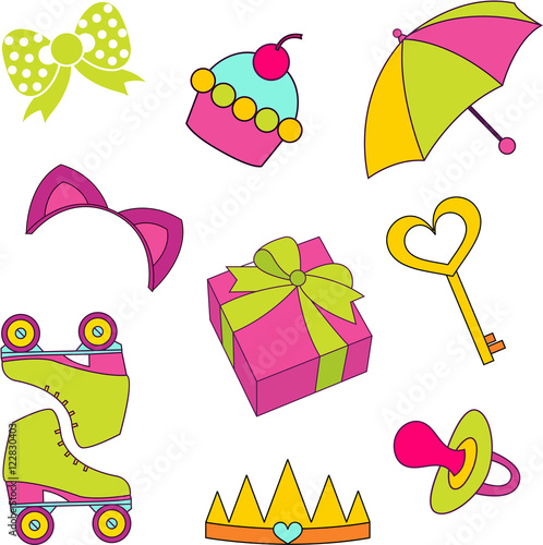 Vector icons of glamor stickers and labeles