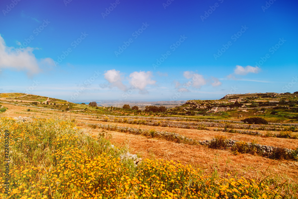 Landscape of rural Crete island in Greece