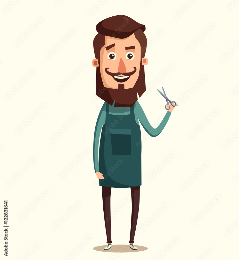 Cute barber character. Cartoon vector illustration Cute barber character. Cartoon vector illustration