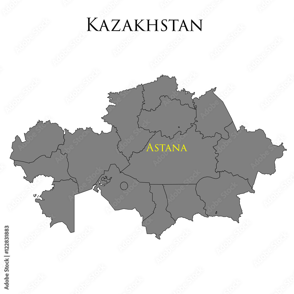 Contour map of Kazakhstan