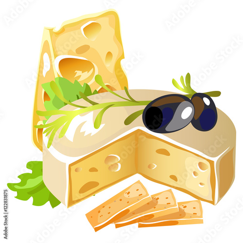 Delicious cheese with black olive and herbs
