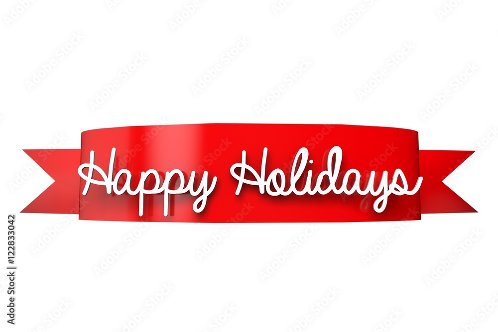 Happy holidays red ribbon banner Happy holidays red ribbon banner