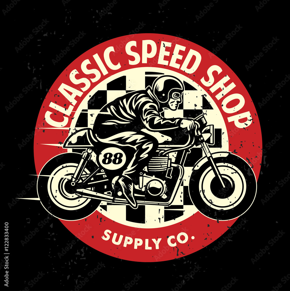 Fototapeta premium motorcycle garage badge with the dirty texture