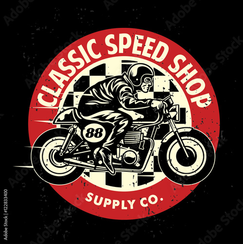 motorcycle garage badge with the dirty texture