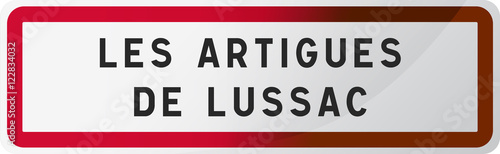 Panneau Les Artigues de Lussac, ville de Gironde (33) - Région Nouvelle-Aquitaine - France photo