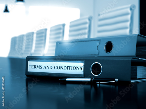 Terms and Conditions on Folder. Blurred Image. 3D. photo