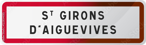 Panneau Saint Girons d'Aiguevives, ville de Gironde (33) - Région Nouvelle-Aquitaine - France photo