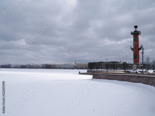 Winter cityscape of Saint-Petersburg view on Vasilevsky island © skymoon13