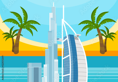 United Arab Emirates Travelling Banner. Landscape