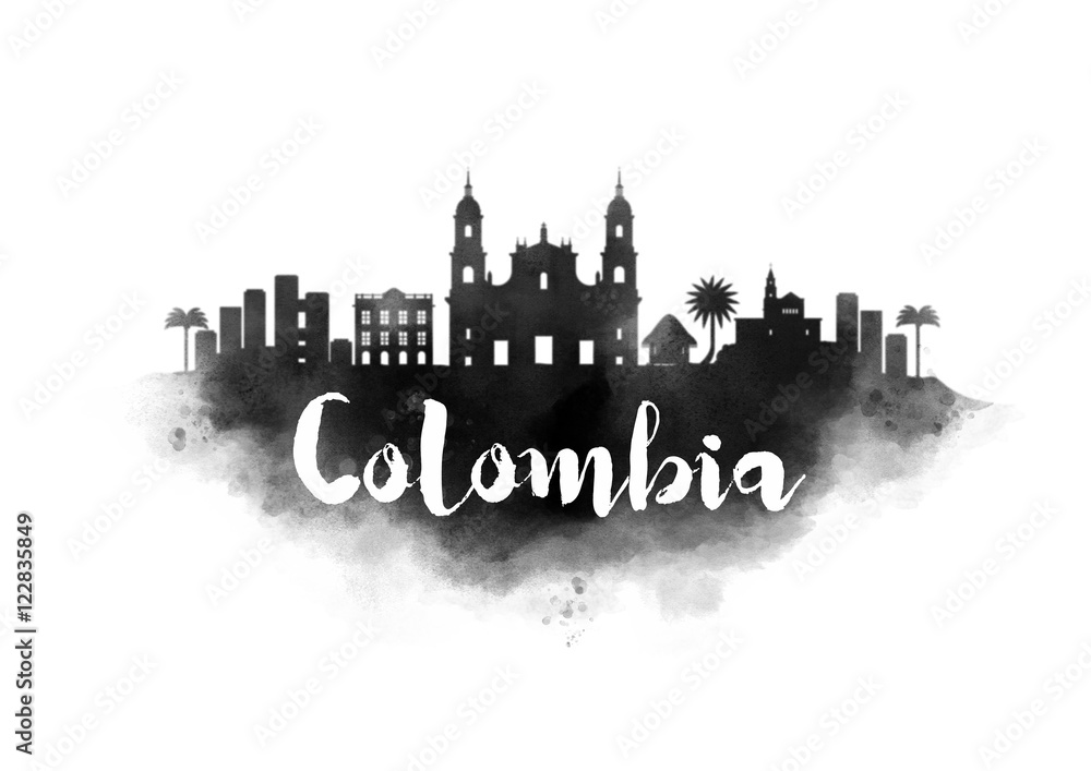 Watercolor Colombia City Skyline