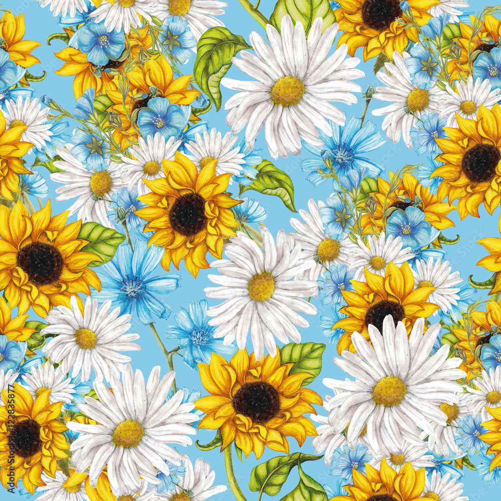 Seamless pattern of summer flowers Seamless pattern of summer flowers