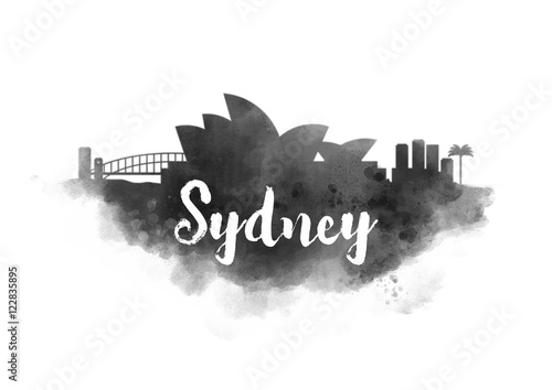 Photography Watercolor Sydney City Skyline