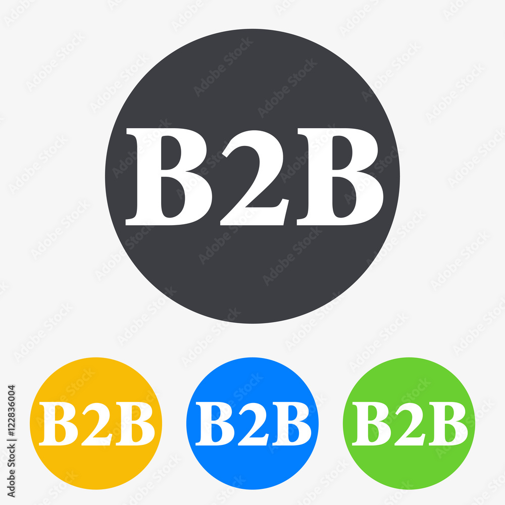 Icono plano texto B2B en circulo varios colores Icono plano texto B2B en circulo varios colores