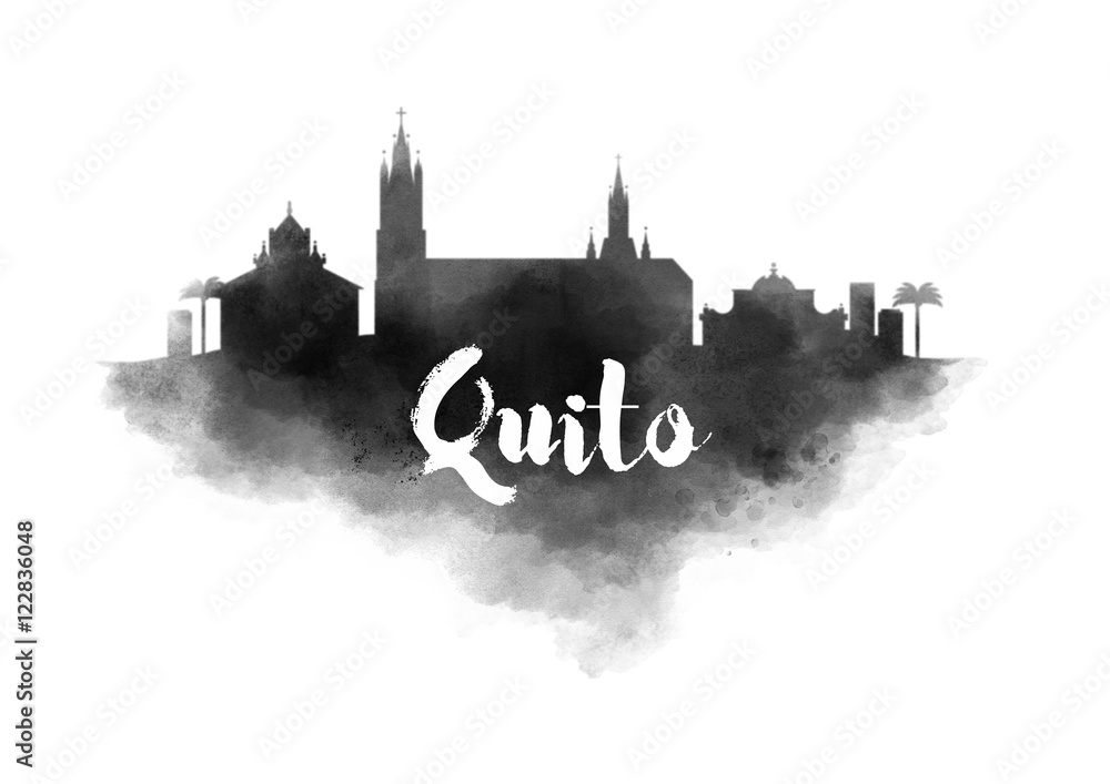 Watercolor Quito City Skyline