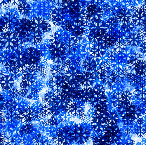 Winter background with blue snowflakes.