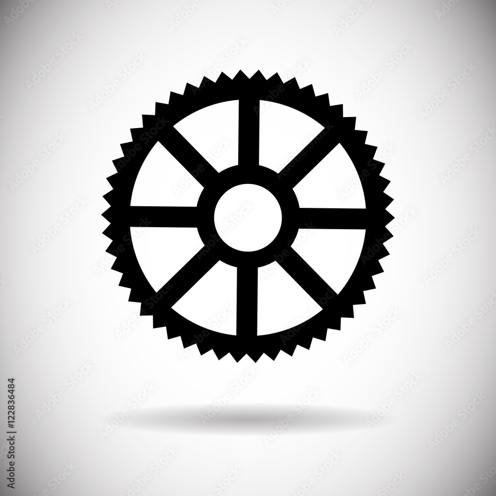 Obraz premium Cog Wheel Mechanical Detail Part Icon Flat Vector Illustration
