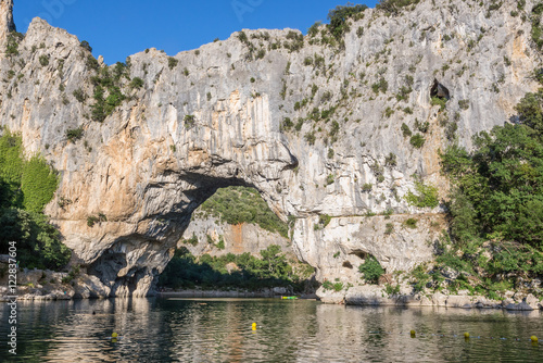 Pont D'Arc, rock arch over the Ardeche River, in the Ardeche Gorges (France)