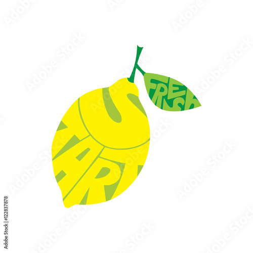 Hand drawn quote "Fresh start" in a shape of a lemon. Vector illustration is perfect for a poster, card or a t-shirt design.