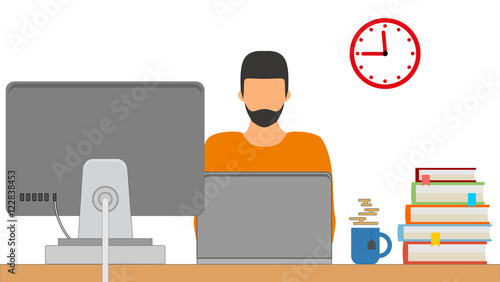 Кабинет. Человек на работе. 