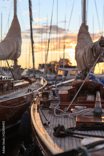 Sunset on classic yachts in Sandhamn Sweden