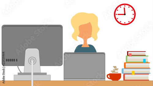 Офис. Девушка на работе. 