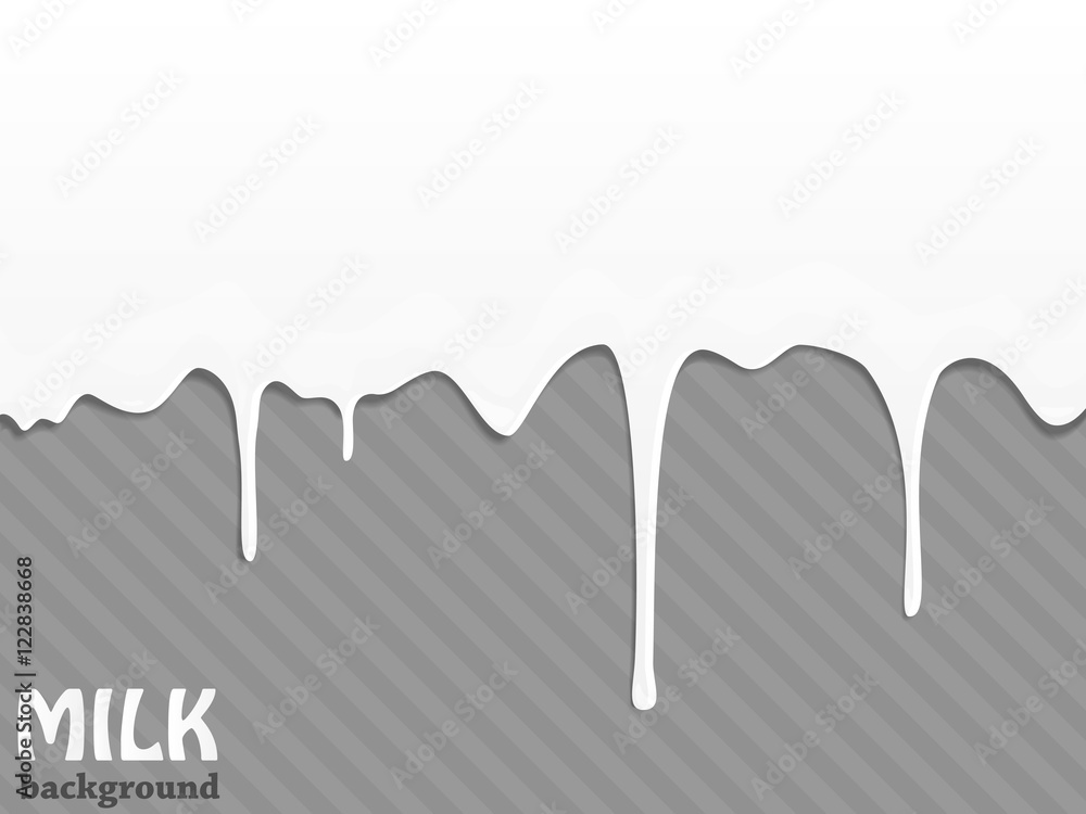Flowing milk drops. Vector illustration.
